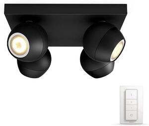 Philips Hue Bianco Amb. Buckram Spot 4 flg. nero 4x350lm DS-