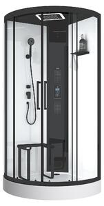 Doccia completa Marwell cabina doccia a vapore Spa Round 95x95x218cm - doccia prefabbricata in set completo con piatto in acrilico e rubinetto - con doccia a pioggia a LED - radio e Bluetooth