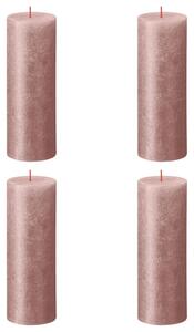 Bolsius Candele Pilastro Rustiche Shimmer 4 pz 190x68 mm Rosa