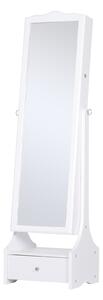 Homcom Armadio Portagioie Specchiera con Luci a LED Mobile portagioie Bianco 45x36x150cm