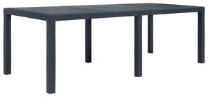 Tavolo da Giardino Antracite 220x90x72 cm Plastica Stile Rattan