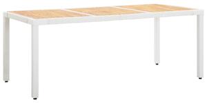 Tavolo da Giardino Bianco 190x90x75 cm in Polyrattan e Acacia