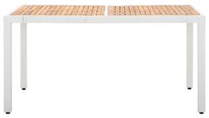 Tavolo da Giardino Bianco 150x90x75 cm in Polyrattan e Acacia