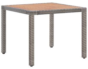 Tavolo da Giardino Grigio 90x90x75 cm in Polyrattan e Acacia