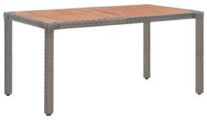 Tavolo da Giardino Grigio 150x90x75 cm in Polyrattan e Acacia
