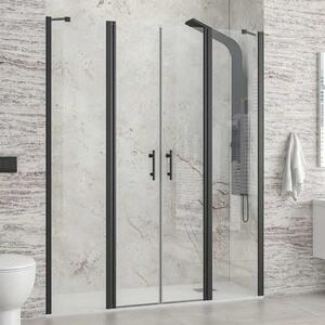 Kamalu porta doccia 145 cm telaio nero doppio battente e ante fisse | kpx7000n