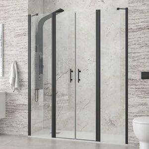 Kamalu porta doccia nera 130 cm doppio battente e ante fisse | kpx7000n