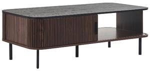Tavolino moderno finitura legno scuro 41 x 60 x 120 cm stile rustico con porte scorrevoli Beliani