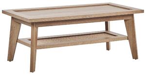 Tavolino rustico con mensola in legno chiaro 40 x 50 x 100 cm stile rustico per soggiorno Beliani