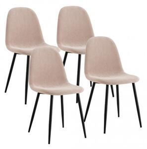 Sedia Da Pranzo Moderna In Tessuto Khaki Gambe Nere Irene - Set da 4 Pezzi - LBSIGN