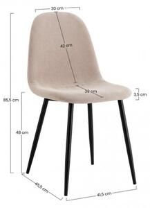 Sedia Da Pranzo Moderna In Tessuto Khaki Gambe Nere Irene - Set da 4 Pezzi - LBSIGN