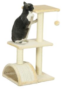 PawHut Albero per Gatti a 3 Livelli con Tiragraffi, Peluche e Sisal, 40x35x72 cm, Crema