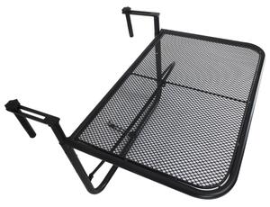 Outsunny Tavolino da Balcone Ringhiera Appeso Braccio con Ripiano Regolabile, Ferro, Nero 60 x 56.5 x 45 cm|Aosom