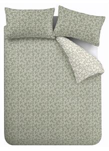 Set copripiumino e federa verde in percalle di cotone per letto singolo 135x200 cm Shadow Leaves – Bianca
