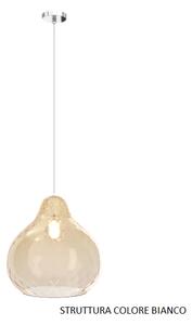 Sospensione bianco 1 luce vetro grande ambra 1191bi-sg-am