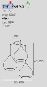 Sospensione bianco 3 luci spostabile vetri (1 x grande am + 1 x gra