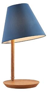 Lucande Jinda lampada da tavolo legno, stoffa blu