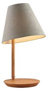 Lucande Jinda lampada tavolo legno, stoffa grigia