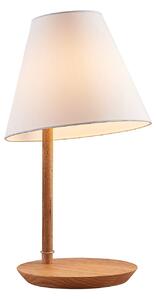 Lucande Jinda lampada tavolo legno, stoffa bianca