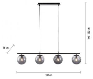 JUST LIGHT. 14604-18 - Lampadario a sospensione con filo WIDOW 4xE14/25W/230V nero