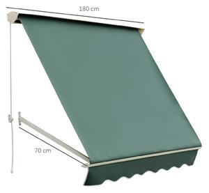 Outsunny Tenda da Sole a Caduta con Rullo Avvolgibile e Angolazione Regolabile 0-120°, 180x70cm, Verde