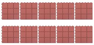 Piastrelle per Decking 10 pz Rosse 30,5x30,5 cm in Plastica