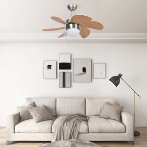 Ventilatore da Soffitto con Luce 76 cm Marrone Chiaro