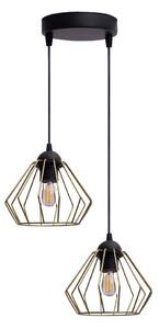 Lampadario a sospensione con filo CEED GOLD 2xE27/60W/230V diametro 28 cm nero/oro