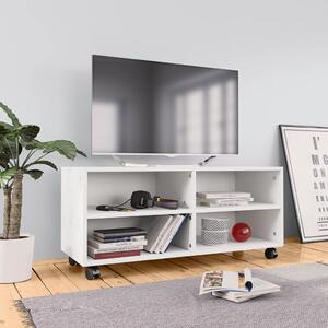 Mobile TV con Ruote Bianco 90x35x35 cm in Truciolato