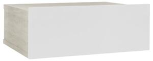 Comodino Pensile Bianco e Rovere Sonoma 40x30x15 cm Truciolato
