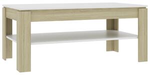 Tavolino Bianco e Rovere Sonoma 110x60x47 cm Legno Multistrato