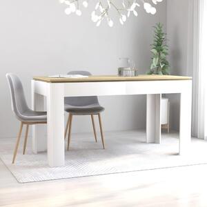 Tavolo da Pranzo Bianco e Rovere Sonoma 140x70x76 cm Truciolato