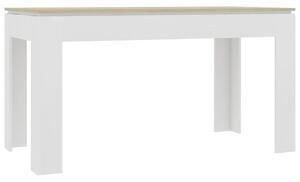 Tavolo da Pranzo Bianco e Rovere Sonoma 140x70x76 cm Truciolato