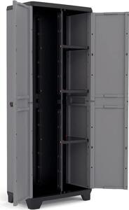 KETER Armadio da Esterno Portascope in Resina/Plastica Antipioggia 2 ante 3 ripiani Dimensioni 68x39x173 cm colore Grigio/Nero