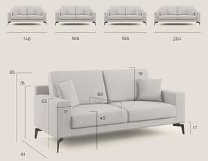 PRESTIGE divano 2 posti 146 cm in soffice velluto impermeabile NERO