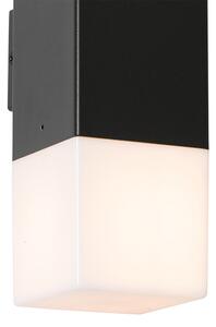 Lampada da parete per esterno nera con paralume opalino a 2 luci IP44 - Danimarca