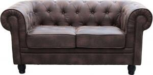 DecHome Divano Chesterfield 2 Posti Vintage in Ecopelle Dimensioni 152x74x82 cm colore Marrone
