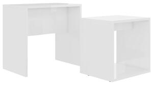 Set Tavolini Salotto Bianco Lucido 48x30x45cm Legno Multistrato