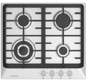 SCHAUB LORENZ Piano Cottura 4 Fuochi a Gas da Incasso Larghezza 60 cm Bruciatore Wok Piastre in Ghisa colore Inox - SSPC604XFGW