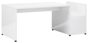 Tavolino da Caffè Bianco Lucido 90x45x35 cm in Truciolato