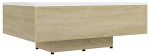 Tavolino Bianco e Rovere Sonoma 85x55x31 cm Legno Multistrato