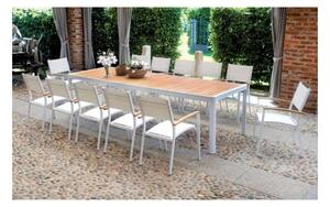 Tavolo Lanzarote MOIA 200/300 alluminio bianco e teak con gambe scorrevoli