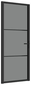 Porta Interna 83x201,5 cm Nero Opaco Vetro ESG e Alluminio