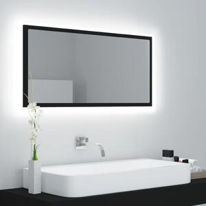 Specchio da Bagno LED Nero 90x8,5x37 cm in Truciolato