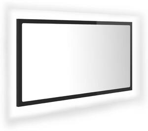 Specchio da Bagno LED Nero Lucido 80x8,5x37 cm in Acrilico