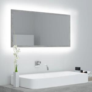 Specchio da Bagno LED Grigio Cemento 90x8,5x37 cm in Truciolato