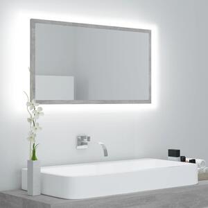 Specchio da Bagno LED Grigio Cemento 80x8,5x37 cm in Truciolato