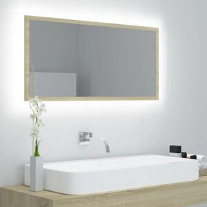 Specchio da Bagno LED Rovere Sonoma 90x8,5x37 cm in Truciolato
