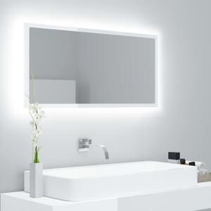 Specchio da Bagno LED Bianco Lucido 90x8,5x37 cm in Truciolato