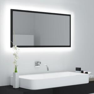 Specchio da Bagno LED Nero Lucido 90x8,5x37 cm in Truciolato